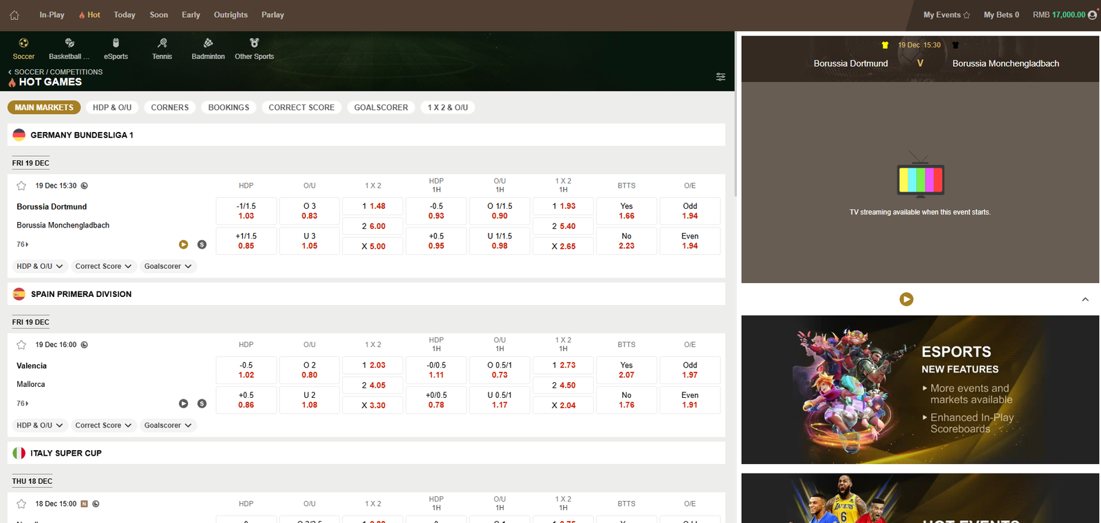 Singbet Nigeria Betting Interface